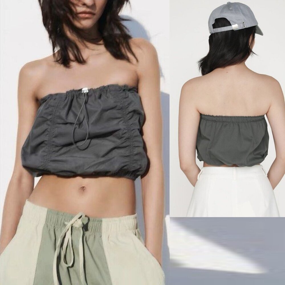 Zara Tube Cotton Grey Top Size M